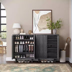 31.6" Shoe Cabinet with Fluted Door, 5-Tier Storage and 4 Adjustable Shelves for Entryway