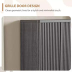 31.6" Shoe Cabinet with Fluted Door, 5-Tier Storage and 4 Adjustable Shelves for Entryway
