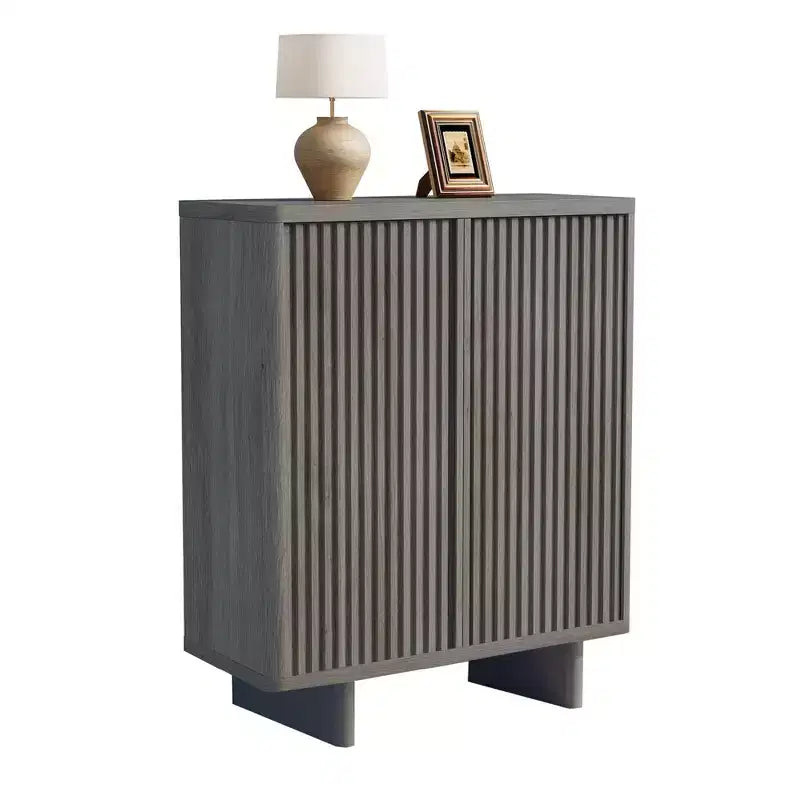 31.6" Shoe Cabinet with Fluted Door, 5-Tier Storage and 4 Adjustable Shelves for Entryway