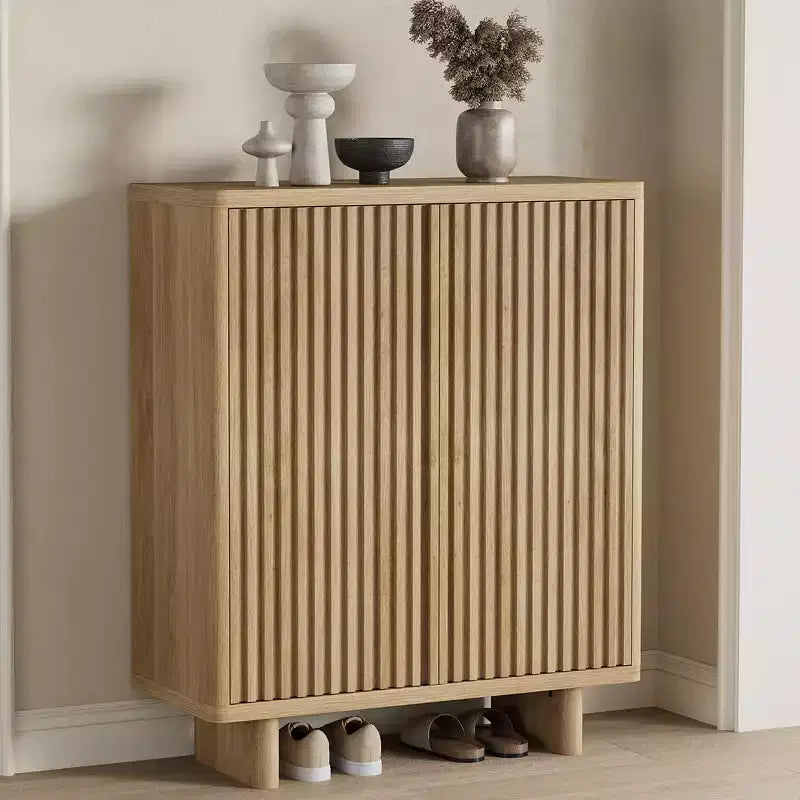 31.6" Shoe Cabinet with Fluted Door, 5-Tier Storage and 4 Adjustable Shelves for Entryway