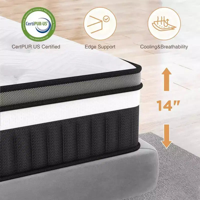14 Inch King Size Hybrid Mattress in a Box