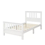 Wood Platform Bed with Headboard and Footboard, White