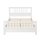 Wood Platform Bed with Headboard and Footboard, White