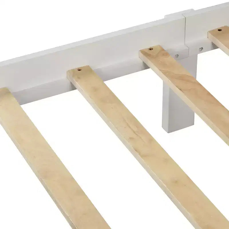 Wood Platform Bed with Headboard and Footboard, White