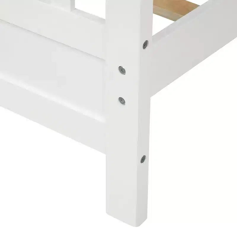Wood Platform Bed with Headboard and Footboard, White