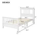 Wood Platform Bed with Headboard and Footboard, White