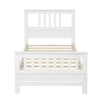 Wood Platform Bed with Headboard and Footboard, White