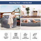 Convertible Bean Bag Chair with Washable Corduroy Cover