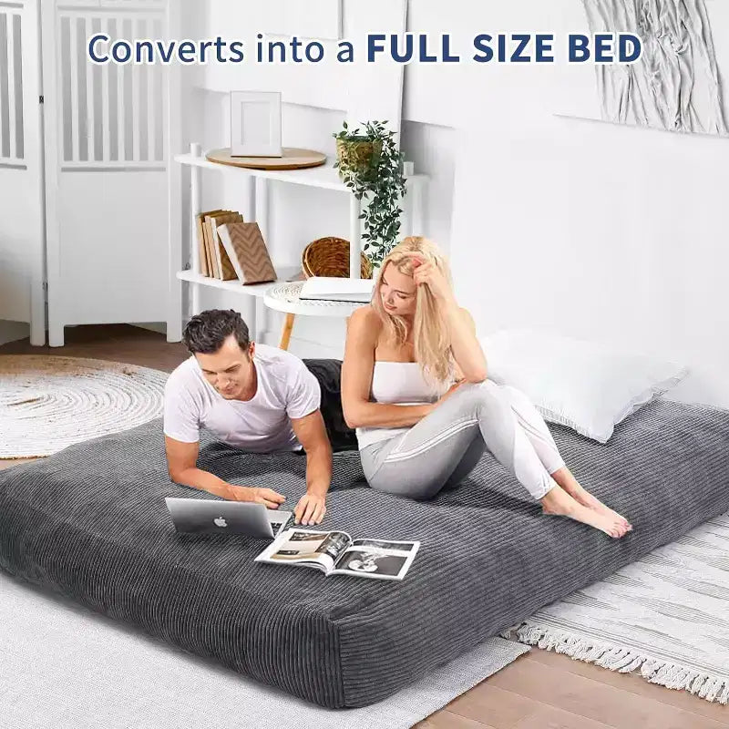 Convertible Bean Bag Chair with Washable Corduroy Cover