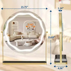 Magnifying Makeup Mirror with Adjustable Light Settings, 360° Swivel, Metal Base & Tray, Touch Control