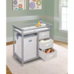 HomeStock Modern Nursery Changing Table with Three Storage Baskets & Large Hamper, Durable Wood Frame, Multi-Use Design