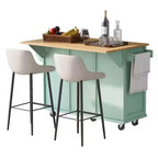 53.1 Inch Rolling Kitchen Island with Drop Leaf, Storage Cabinet and 3 Drawers