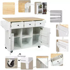 53.1 Inch Rolling Kitchen Island with Drop Leaf, Storage Cabinet and 3 Drawers