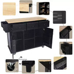 53.1 Inch Rolling Kitchen Island with Drop Leaf, Storage Cabinet and 3 Drawers