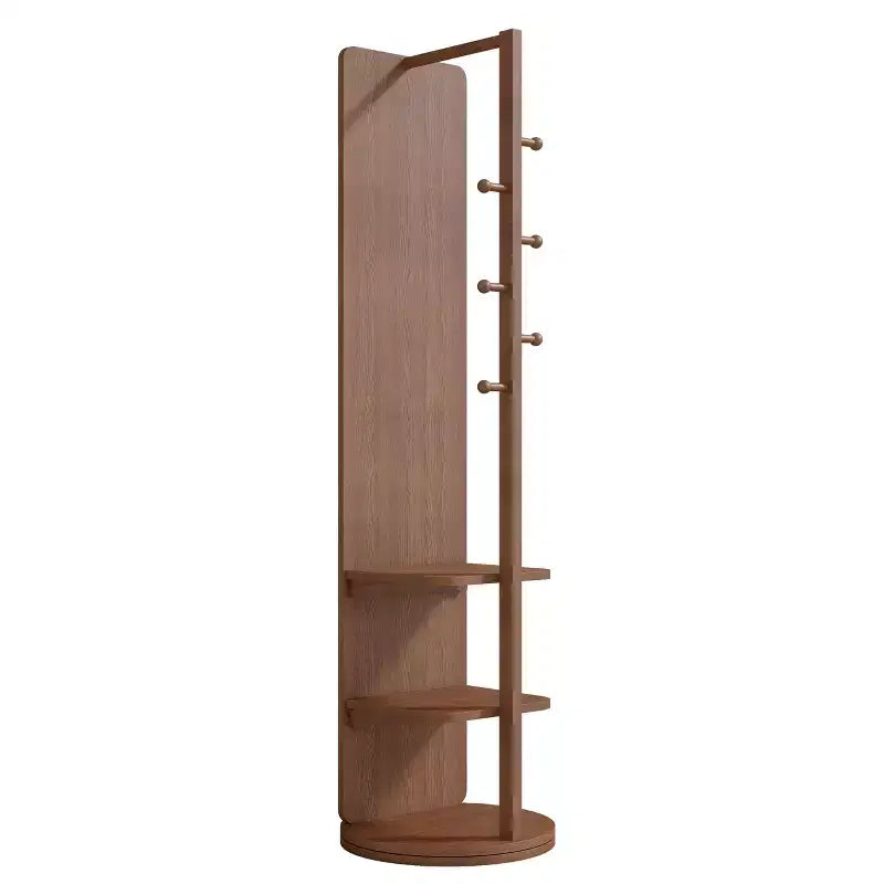 Rotating Full Length Mirror with Hook Coat Rack, Freestanding Floor Mirror for Bedroom and Dressing Room, Walnut