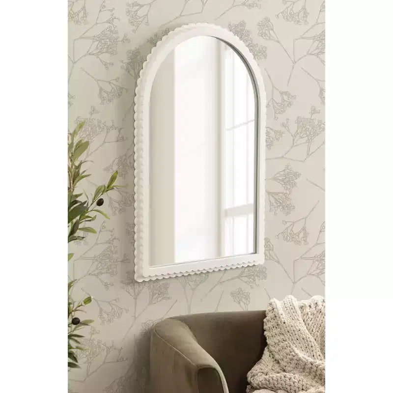 Wooden Arch Wall Mirror, White, 20" x 30"