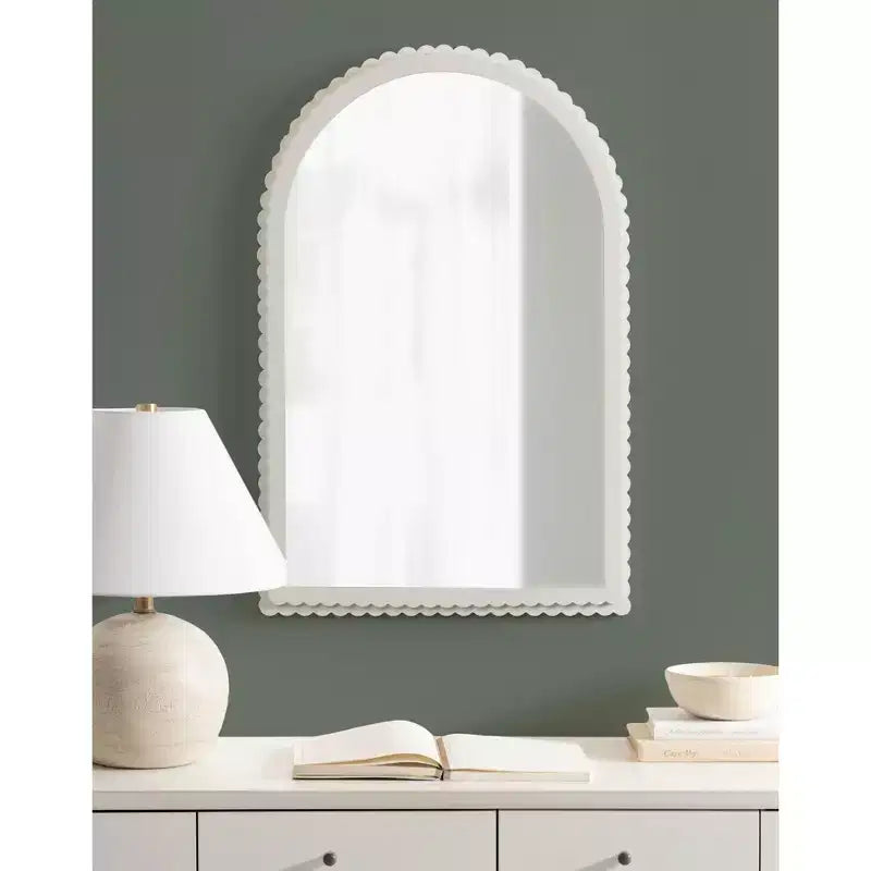Wooden Arch Wall Mirror, White, 20" x 30"