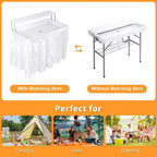 Folding Table with Ice Basin, Storage Shelf and Drain