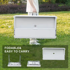 Folding Table with Ice Basin, Storage Shelf and Drain