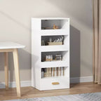 4-Tier Freestanding Bookshelf with Sliding Drawers