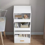 4-Tier Freestanding Bookshelf with Sliding Drawers