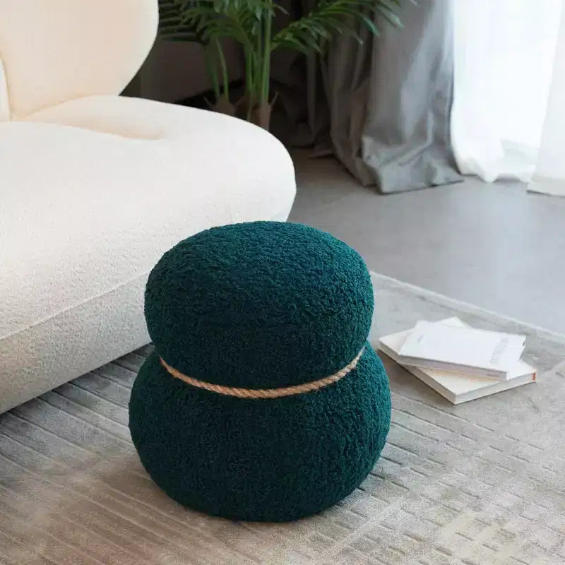 17.3" Snowman Shape Footrest Stool – Upholstered Ottoman with Wood Frame, 150 lbs Capacity