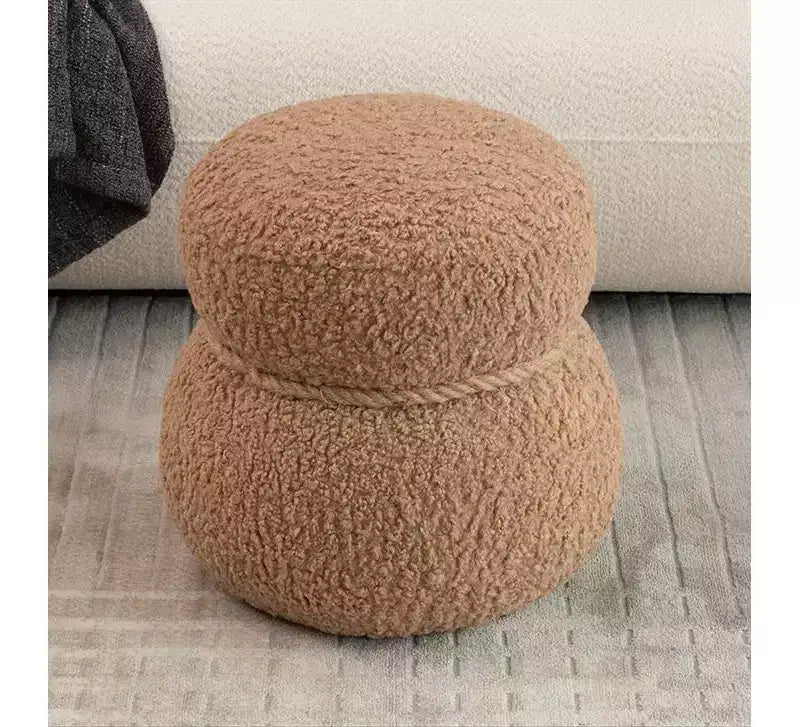 17.3" Snowman Shape Footrest Stool – Upholstered Ottoman with Wood Frame, 150 lbs Capacity