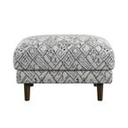 26.8" Square Upholstered Ottoman with Wood Legs – Abstract Pattern