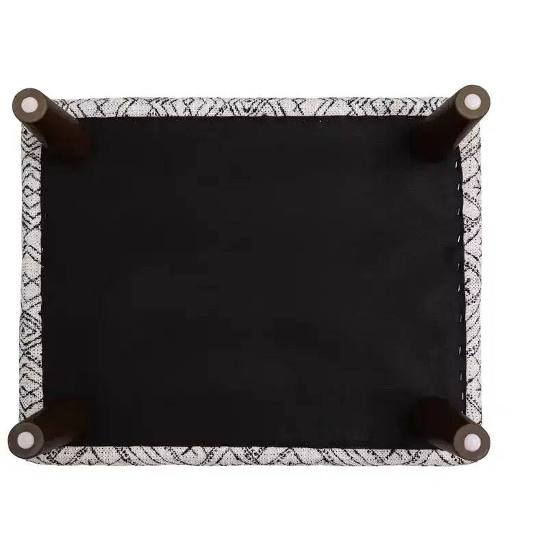 26.8" Square Upholstered Ottoman with Wood Legs – Abstract Pattern