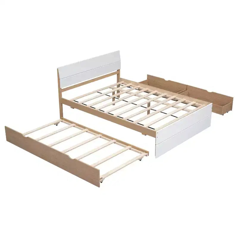 Full Platform Bed with Trundle and Storage Drawers