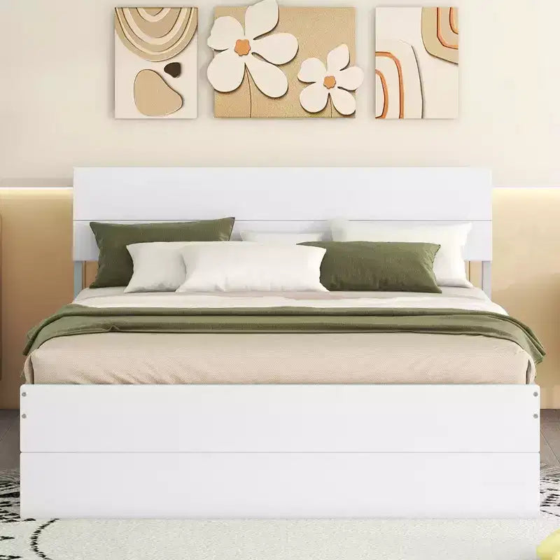 Full Platform Bed with Trundle and Storage Drawers