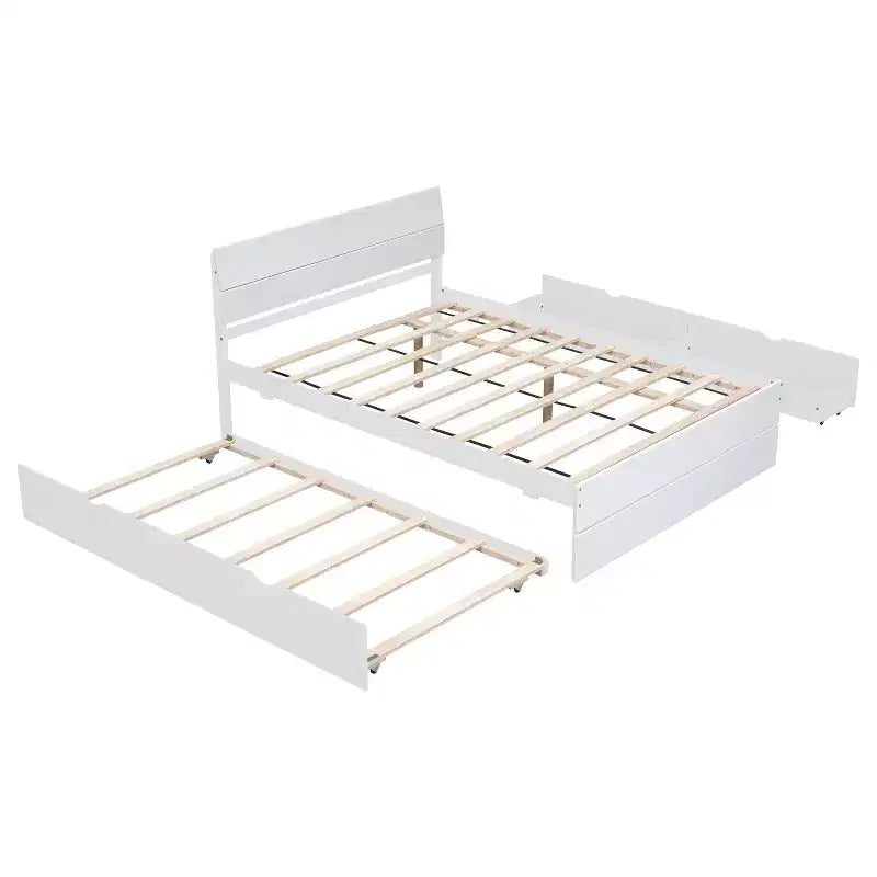 Full Platform Bed with Trundle and Storage Drawers