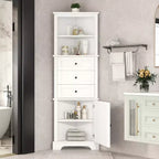 Triangle Corner Storage Cabinet with 3 Drawers and Adjustable Shelves