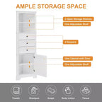 Triangle Corner Storage Cabinet with 3 Drawers and Adjustable Shelves