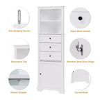 Triangle Corner Storage Cabinet with 3 Drawers and Adjustable Shelves
