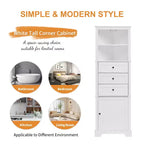 Triangle Corner Storage Cabinet with 3 Drawers and Adjustable Shelves