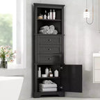 Triangle Corner Storage Cabinet with 3 Drawers and Adjustable Shelves