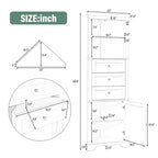 Triangle Corner Storage Cabinet with 3 Drawers and Adjustable Shelves