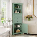 Triangle Corner Storage Cabinet with 3 Drawers and Adjustable Shelves