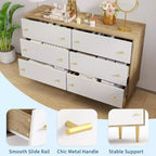6-Drawer Dresser, 47.2" Wide Chest of Drawers with Bar Handles