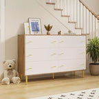 6-Drawer Dresser, 47.2" Wide Chest of Drawers with Bar Handles