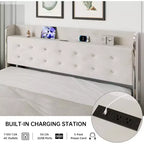 Full Size Bed Frame with Headboard Shelf, Charging Station, and 4 Storage Drawers