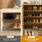 3-Door Shoe Storage Cabinet with Rattan Panels and Adjustable Shelves
