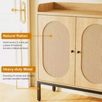 3-Door Shoe Storage Cabinet with Rattan Panels and Adjustable Shelves