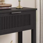 Fluted Console Table with 2 Drawers, Black Finish – 43.3" W x 11.8" D x 31.4" H