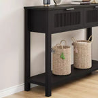 Fluted Console Table with 2 Drawers, Black Finish – 43.3" W x 11.8" D x 31.4" H