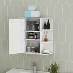 Wall-Mounted Mirror Cabinet with Adjustable Shelves and Open Storage