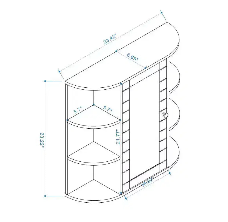 Wall-Mounted Mirror Cabinet with Adjustable Shelves and Open Storage