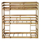 Twin Triple Wood Bunk Bed with 2 Built-in Ladders, Detachable into 3 Twin Beds