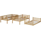 Twin Triple Wood Bunk Bed with 2 Built-in Ladders, Detachable into 3 Twin Beds